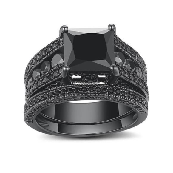 NEW 💎18K BLACK SAPPHIRE STERLING SILVER RING, cute Ring, shiny Ring. - Picture 4 of 7